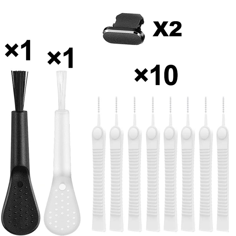 Spina antipolvere per porta di ricarica per telefono cellulare con kit spazzola per pulizia per IPhone 14 13 12 11 Pro Max AirPods iPad per polvere Lightning Port