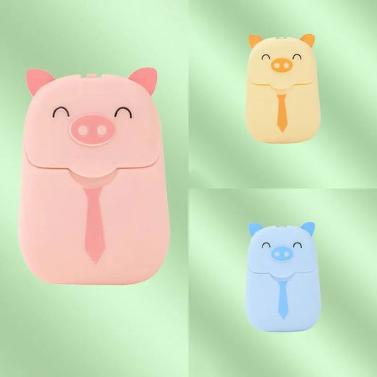 1 scatola di carta di sapone di maiale adorabile per lavare le mani profumate di carta di sapone sapone usa e getta portatile da bagno strumento di pulizia per la cura delle mani da viaggio nuovo