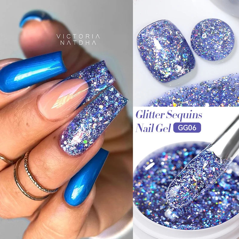 LILYCUTE Smalto per unghie gel glitterato Nero Argento Smalto gel con paillettes super brillanti Soak Off UV LED Gel UV semipermanente per unghie