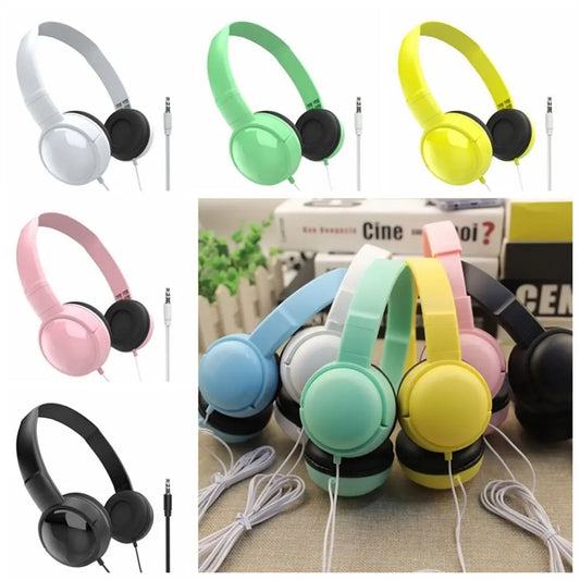 Cuffie over ear Wierd Cuffie stereo musicali regolabili da 3,5 mm Cuffie con cancellazione del rumore Audio Bass Macaron Cuffie per telefono cellulare