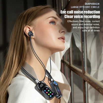 Auricolari 5.4 con archetto da collo wireless con schermo a colori da 8 GB con microfono magneticoSports Riduzione del rumore Cuffie sportive per streaming live