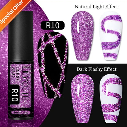 LILYCUTE Smalto per unghie gel glitterato Nero Argento Smalto gel con paillettes super brillanti Soak Off UV LED Gel UV semipermanente per unghie