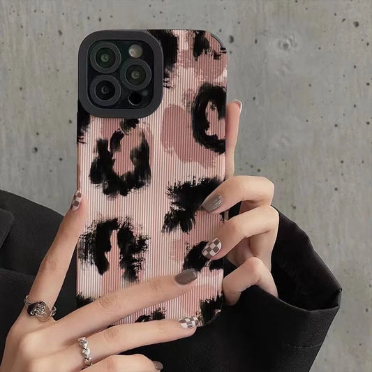 Custodia con stampa vintage Leopard Love Kiss per iPhone 13 12 11 14 15 Pro Max Mini 16 Plus X XS XR Custodia morbida antiurto in silicone