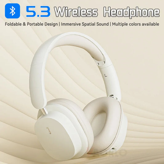 Bluetooth 5.3 Cuffie senza fili di moda HIFI Stereo portatile Over-ear Cuffie da lavoro Auricolari da gioco a bassa latenza con microfono