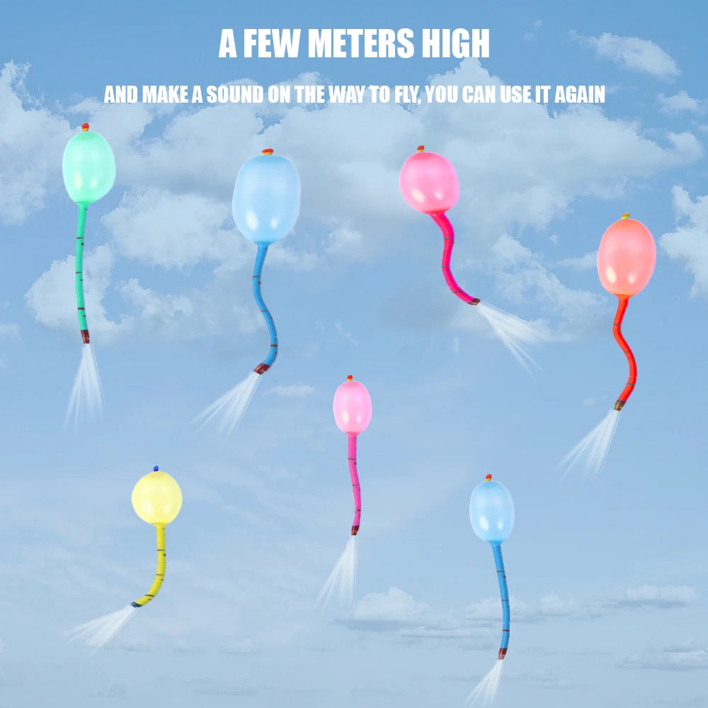 Giocattoli con palloncino a razzo volante addensato Giocattoli gonfiabili per esterni con palloncino lungo in gomma volante multicolore divertente per bambini all'ingrosso