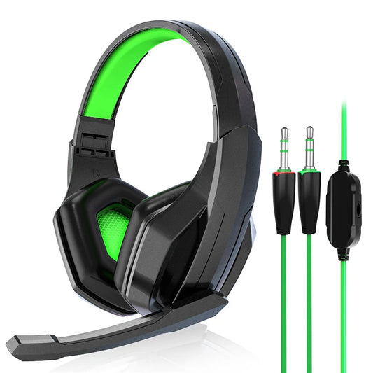 Cuffie da gioco cablate doppie da 3,5 mm Cuffie da gioco per computer pieghevoli con microfono Auricolare stereo cablato per PC PS4 PS5 Xbox