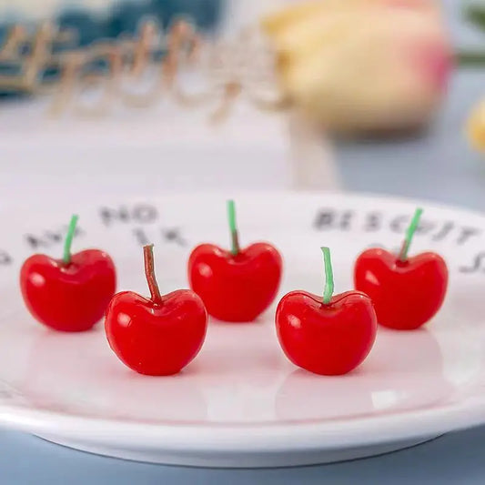5 pz/lotto Candele di Compleanno di Ciliegio Dolce Vibrant Toppers Torta Decorativi di Cera Rossa per il Compleanno di Nozze Forniture Per Feste FAI DA TE Creativi