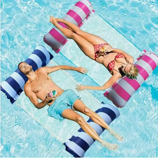 Poltrona lounge gonfiabile pieghevole a righe, adatta per feste in piscina e letti galleggianti per il tempo libero in spiaggia con schienale in rete