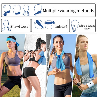 Asciugamano freddo circolare portatile avvolto in silicone Asciugamano rinfrescante Asciugamani in fibra di poliestere ad asciugatura rapida Accessori da spiaggia Sport Fitness