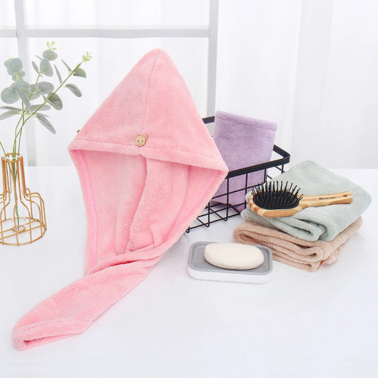 1PC cappello per asciugare i capelli asciugamano per capelli in microfibra ad asciugatura rapida cappello da bagno per donna cappello da bagno solido asciugamano cuffia per capelli con turbante Super assorbente