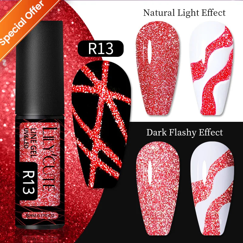 LILYCUTE Smalto per unghie gel glitterato Nero Argento Smalto gel con paillettes super brillanti Soak Off UV LED Gel UV semipermanente per unghie