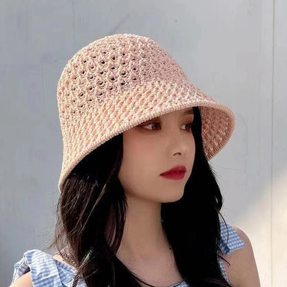Cappello da pescatore Cappello lavorato a maglia cavo primavera estate Cappello da sole tinta unita Cappellino da pescatore Berretto da spiaggia pieghevole casual