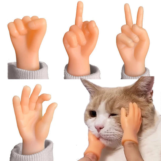 Simulazione di gomma Piccola mano Scherzo Giocattoli Stuzzicare Gatto Massaggio Modello di dito Gesto divertente Decompressione Giocattolo interattivo per animali domestici