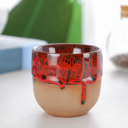 Tazza creativa retrò in argilla grossolana Tazza da caffè con trasmutazione del forno in ceramica retrò da 150 ml