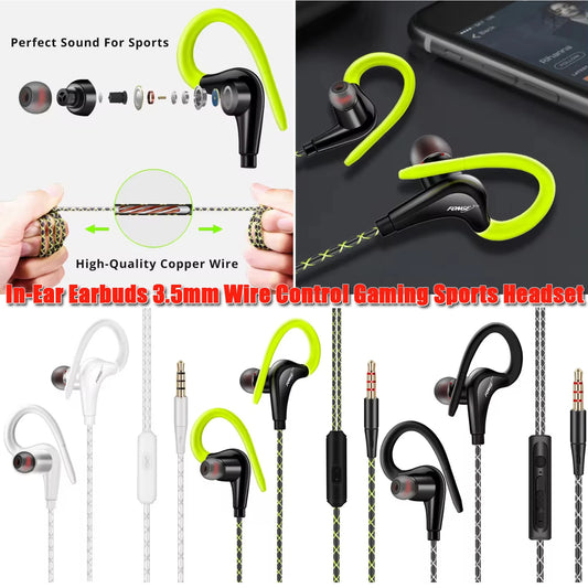 Cuffie intrauricolari Auricolari Controllo volume Gancio per l'orecchio Auricolari sportivi per cellulari Ganci per le orecchie Cuffie cablate sopra l'orecchio