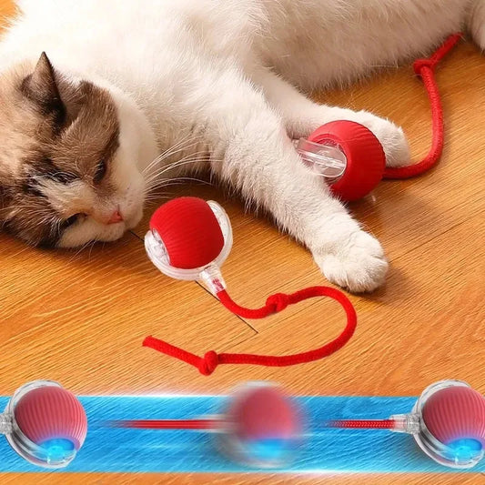 Giocattoli intelligenti per gatti Palla rotolante automatica Coda finta Giocattolo interattivo elettrico ricaricabile per animali domestici Addestramento per cani e gatti Imitare la coda del mouse