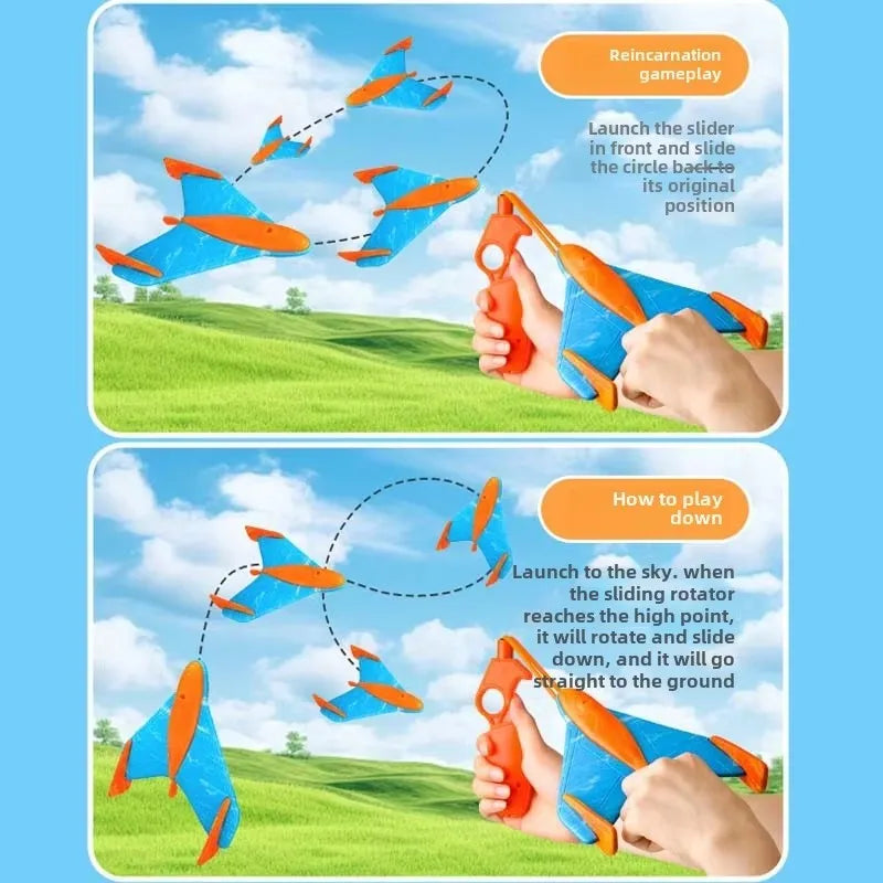 Aeromobile in schiuma Disco volante leggero Giocattolo Catapulta per bambini EVA Boomerang Gioco all'aperto Aliante volante Fionda Aereo in schiuma Giocattoli di sicurezza