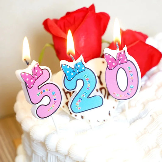 Carino numero digitale candela Bowknot numero candele di compleanno 1 2 3 4 5 6 7 8 9 candele di compleanno per bambini decorazioni per feste candele per torte