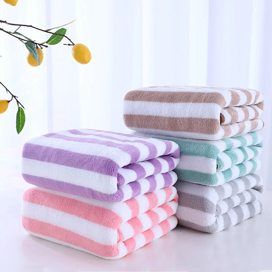 Asciugamani da bagno in microfibra Comefor strisce semplici set di asciugamani da bagno assorbenti ad asciugatura rapida asciugamani morbidi per il viso per adulti bagno