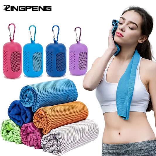 1PC Circolare In Silicone Avvolto Asciugamano Freddo Asciugamano di Raffreddamento Asciugamani In Microfibra Ad Asciugatura Rapida Accessori Da Spiaggia Asciugamano Sport Fitness