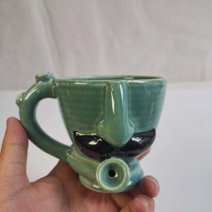 Tazze da caffè in ceramica blu La tazza da barba in ceramica ha una tazza di baffi a forma di pecora