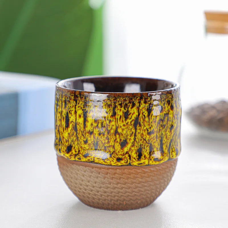 Tazza creativa retrò in argilla grossolana Tazza da caffè con trasmutazione del forno in ceramica retrò da 150 ml