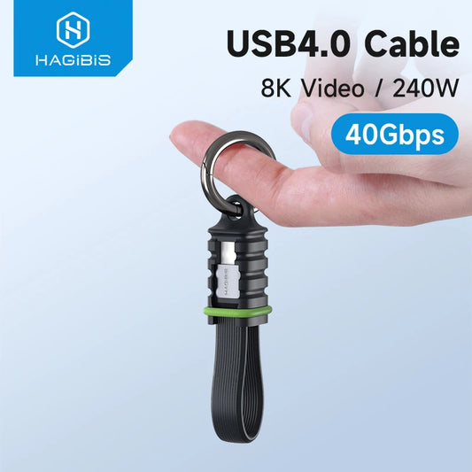 Hagibis Cavo dati USB4 corto Kit portachiavi portatile Cavo da USB C a tipo C da 40 Gbps PD 240 W per Thunderbolt 3/4 iPhone 16 Pro SSD
