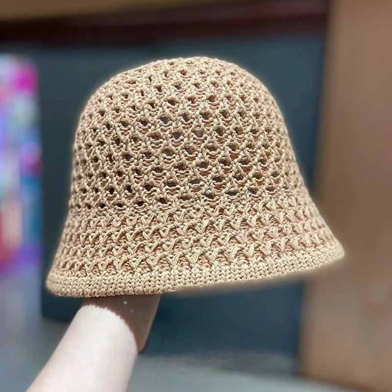 Cappello da pescatore Cappello lavorato a maglia cavo primavera estate Cappello da sole tinta unita Cappellino da pescatore Berretto da spiaggia pieghevole casual