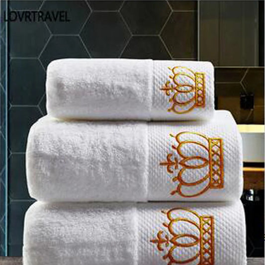 Asciugamano in cotone Super assorbente per adulti corona ricamata asciugamano da bagno per Hotel bianco asciugamano da spiaggia accessori per il bagno asciugamano per il viso