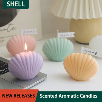 Candele aromatiche profumate a forma di conchiglia Candele di cera di soia naturale Candela per aromaterapia estetica Decorazione della casa Sfondo Puntelli