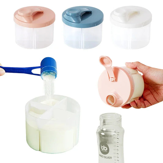 Contenitore per alimenti per bambini portatile a 4 griglie Contenitore per cereali essenziali per latte in polvere per bambini Contenitore per snack per bambini