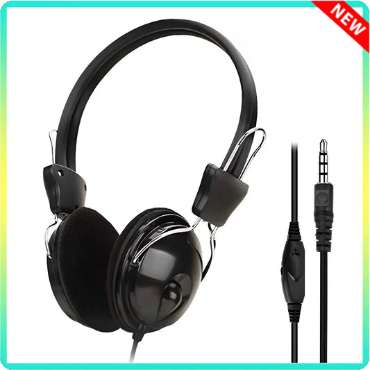 Cuffie sonore HD cablate da 3,5mm sopra le orecchie Cuffie auricolari con microfono stereo per musica HiFi con auricolari regolabili per telefono MP3 per PC