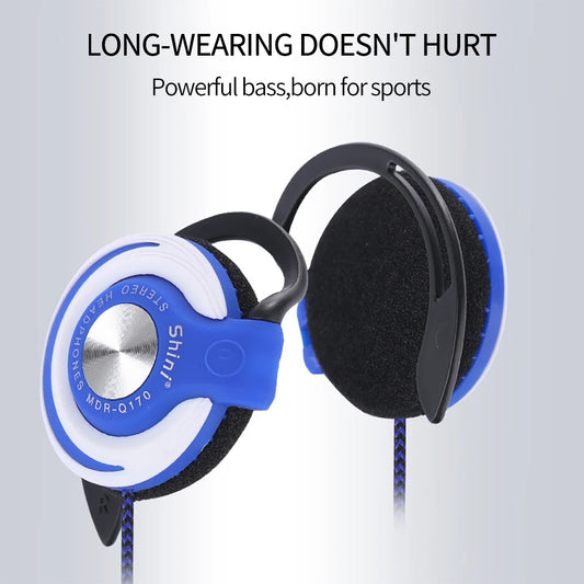 1pc 3.5mm Cuffie cablate HIFI Heavy Bass Auricolare Over-ear Gancio per l'orecchio regolabile Auricolari Musica sportiva Auricolare per il telefono Mp3/MP4