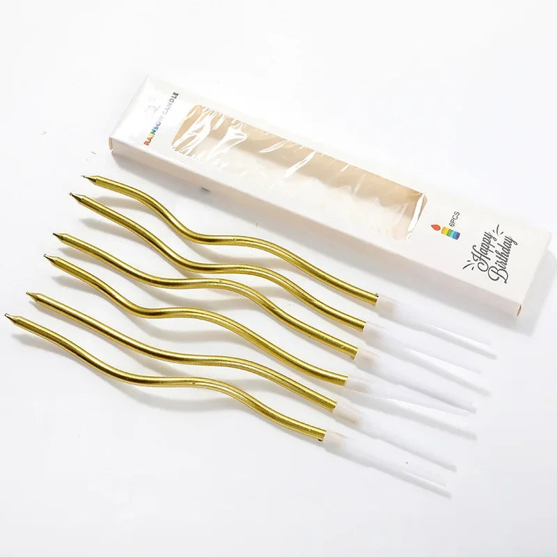 6Pcs candele per torte curve compleanno Baby Shower Gender Reveal Cupcake Decorating Candle Toppers forniture Decorative per feste di matrimonio
