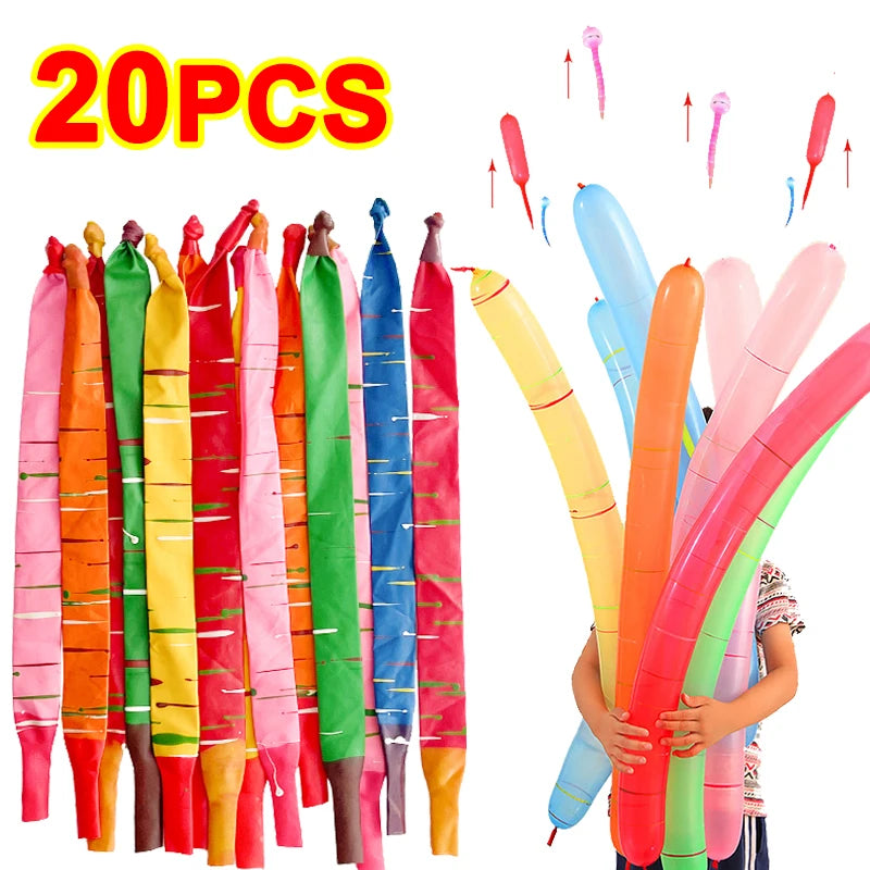 Giocattoli con palloncino a razzo volante addensato Giocattoli gonfiabili per esterni con palloncino lungo in gomma volante multicolore divertente per bambini all'ingrosso
