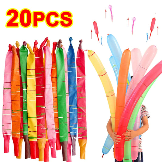 Giocattoli con palloncino a razzo volante addensato Giocattoli gonfiabili per esterni con palloncino lungo in gomma volante multicolore divertente per bambini all'ingrosso