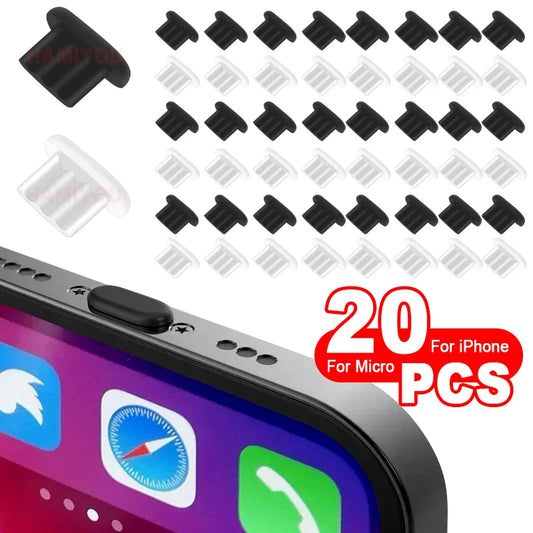 Tappo di polvere in silicone/porta di ricarica del telefono/Adatto per iPad Air/iPhone 14 Plus 13 12 Mini 11 Pro Max XR/  Adatto per spine morbide della porta micro USB