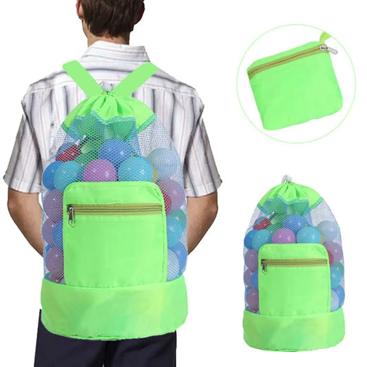 Borsa da spiaggia portatile Borsa da nuoto pieghevole in rete per bambini Borsa da spiaggia per giocattoli Borsa portaoggetti per cestino Borsa da nuoto per bambini all'aperto