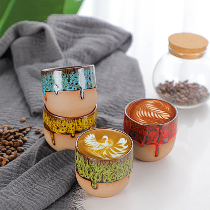 Tazza creativa retrò in argilla grossolana Tazza da caffè con trasmutazione del forno in ceramica retrò da 150 ml