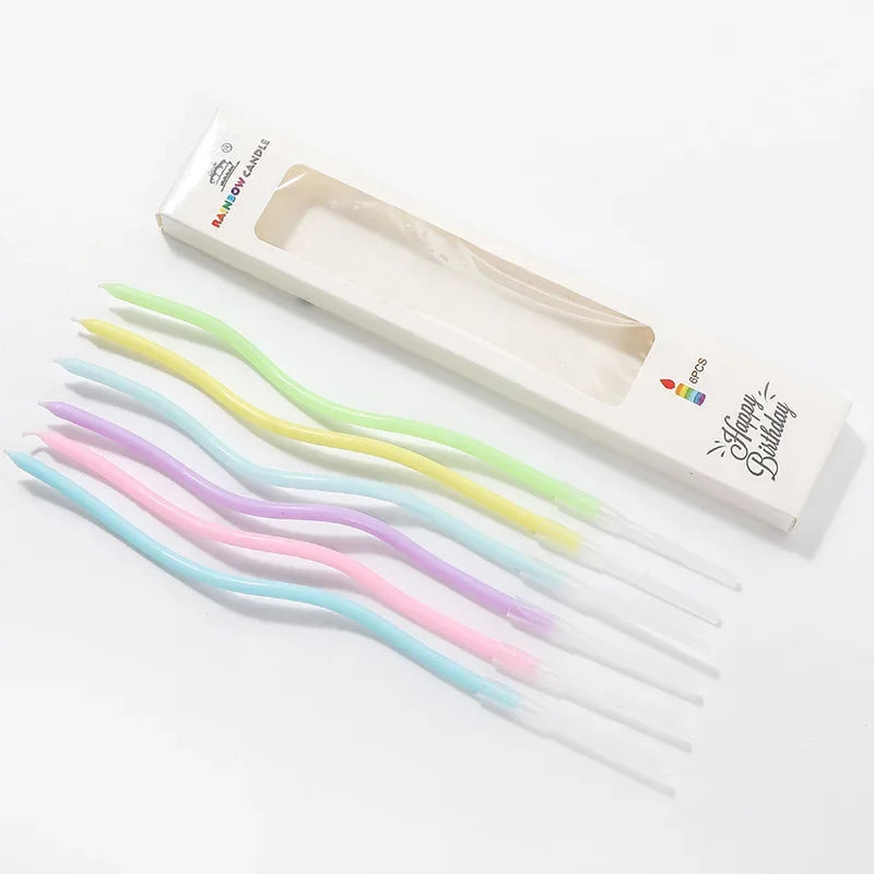 6Pcs candele per torte curve compleanno Baby Shower Gender Reveal Cupcake Decorating Candle Toppers forniture Decorative per feste di matrimonio