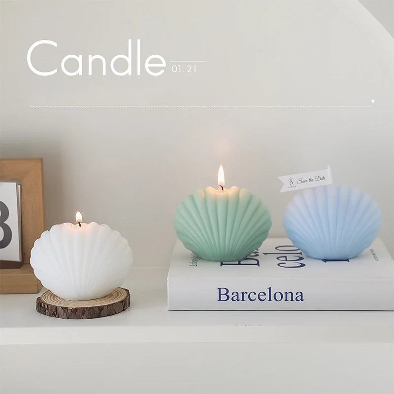 Candele aromatiche profumate a forma di conchiglia Candele di cera di soia naturale Candela per aromaterapia estetica Decorazione della casa Sfondo Puntelli
