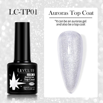 LILYCUTE Smalto per unghie gel glitterato Nero Argento Smalto gel con paillettes super brillanti Soak Off UV LED Gel UV semipermanente per unghie