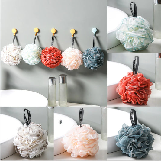 Sfere di spugna da bagno a rete morbida Detergente per il corpo Scrubber esfolianti Sfera da bagno Spazzole per pulizia in nylon Soffio per doccia Fiore da bagno di fascia alta