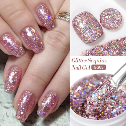 LILYCUTE Smalto per unghie gel glitterato Nero Argento Smalto gel con paillettes super brillanti Soak Off UV LED Gel UV semipermanente per unghie