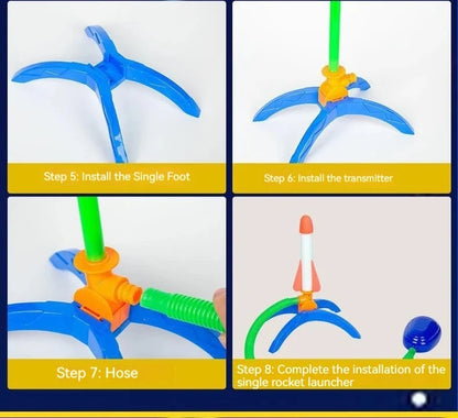 Kid Air Rocket Pompa a pedale Lanciatore Aria esterna pressata Stomp Soaring Rocket Giocattoli Gioco per bambini Set Salto Giochi sportivi Giocattolo per bambini