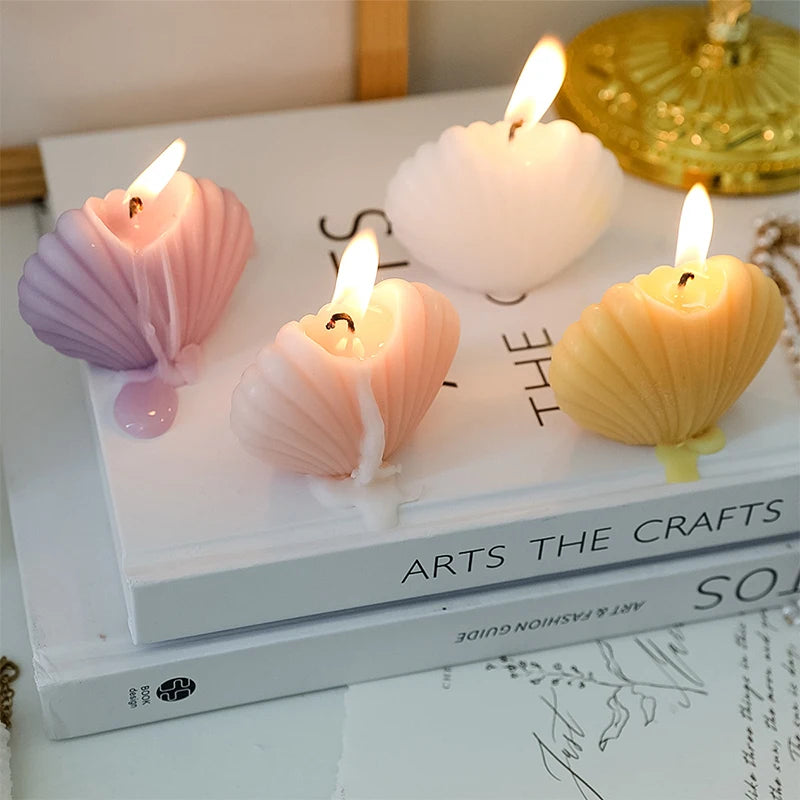 Candele aromatiche profumate a forma di conchiglia Candele di cera di soia naturale Candela per aromaterapia estetica Decorazione della casa Sfondo Puntelli