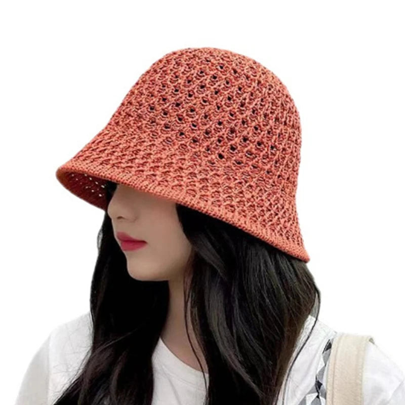Cappello da pescatore Cappello lavorato a maglia cavo primavera estate Cappello da sole tinta unita Cappellino da pescatore Berretto da spiaggia pieghevole casual
