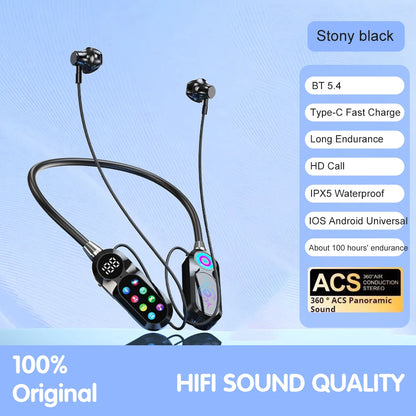 Auricolari 5.4 con archetto da collo wireless con schermo a colori da 8 GB con microfono magneticoSports Riduzione del rumore Cuffie sportive per streaming live