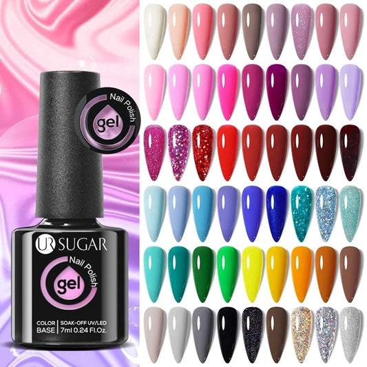 UR SUGAR 7ml Bottiglia di vetro Smalto per unghie gel colorato Semi-permanente Soak Off Vernici UV LED per manicure Unghie artistiche Forniture per unghie