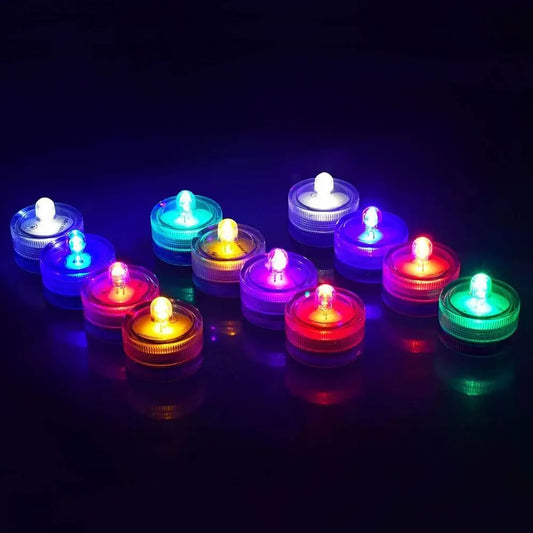 Candele a LED impermeabili luce da tè lampada decorativa subacquea multicolore alimentata a batteria candela Tealight per feste di matrimonio